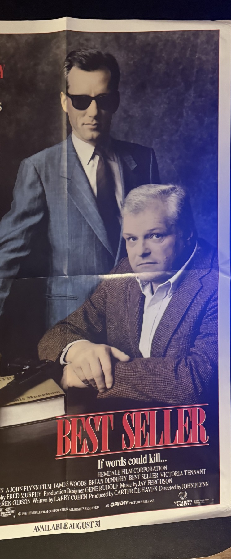 Actual Best Seller Promo Sheet — James Woods / Brian Dennehy video advertising piece front photograph