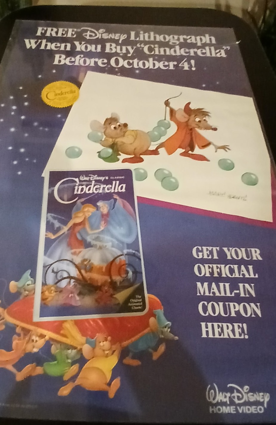 Actual Cinderella — free lithograph mail-in promotional sheet front photograph