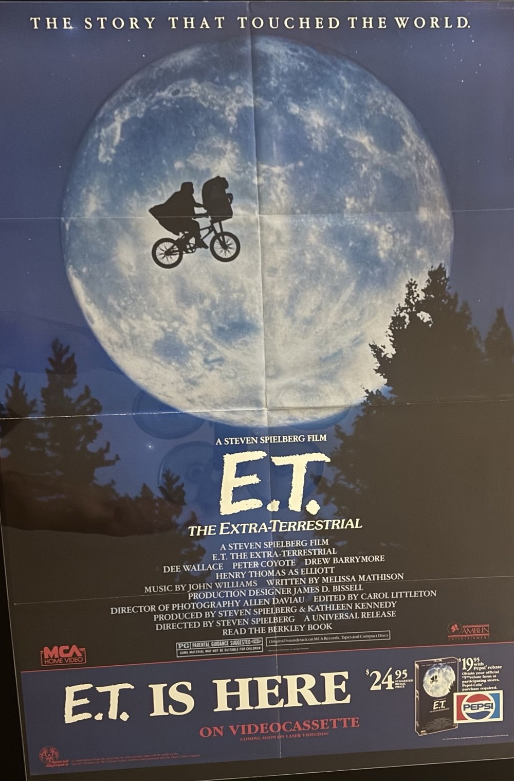 Actual E.T. Is Here — MCA Home Video Pepsi promotional poster front photograph