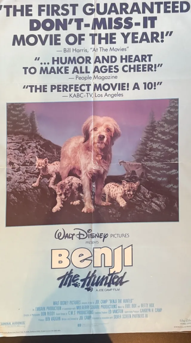 Actual Benji the Hunted — Walt Disney Home Video poster front photograph