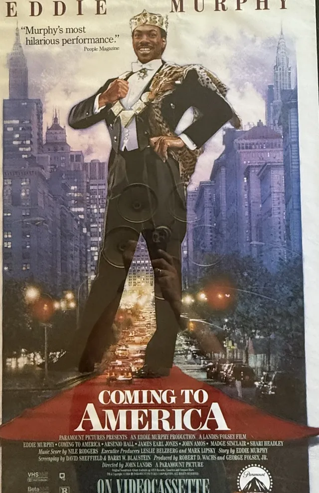 Actual Coming to America — Paramount video-store promotional poster front photograph