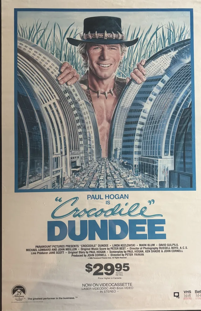 Actual Crocodile Dundee — Paramount video-release promotional poster front photograph