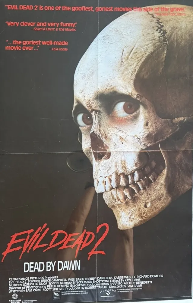 Actual Evil Dead 2: Dead by Dawn - Vestron video-release one-sheet front photograph