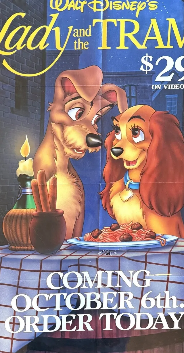 Actual Lady and the Tramp — Walt Disney Home Video promotional poster front photograph