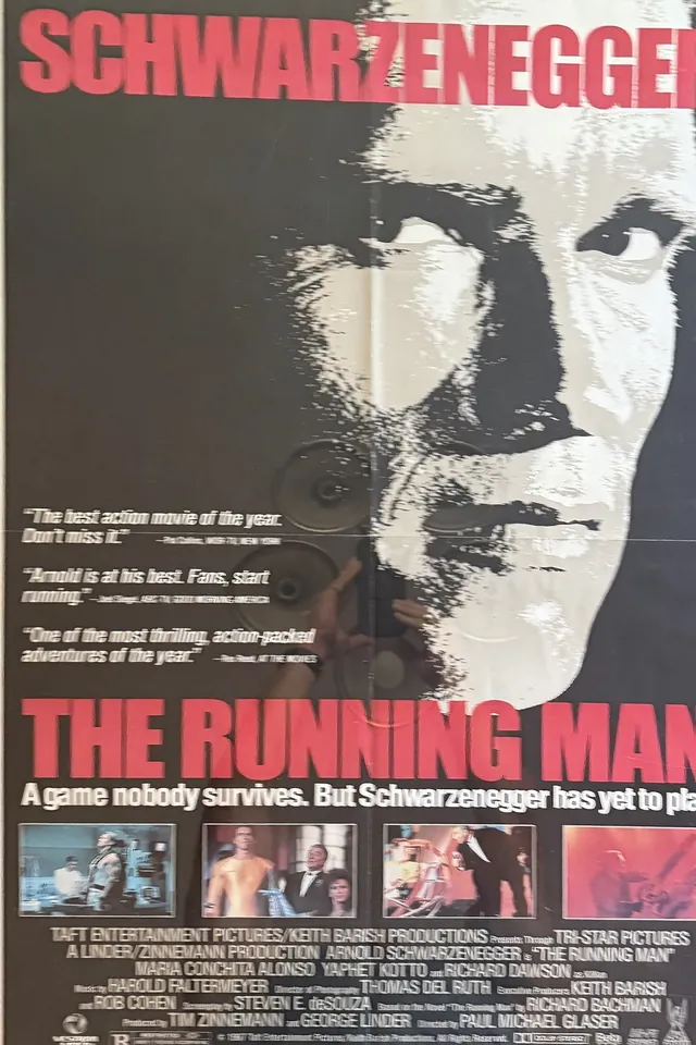 Actual The Running Man — Tri-Star video-release poster front photograph