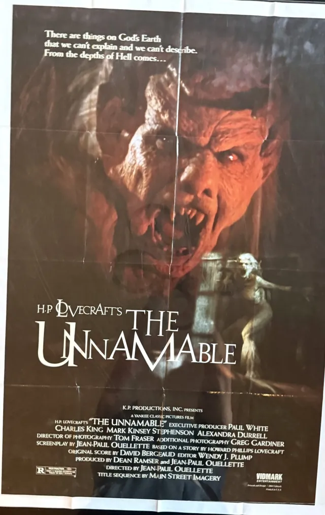 Actual The Unnamable — Vidmark Entertainment video poster front photograph